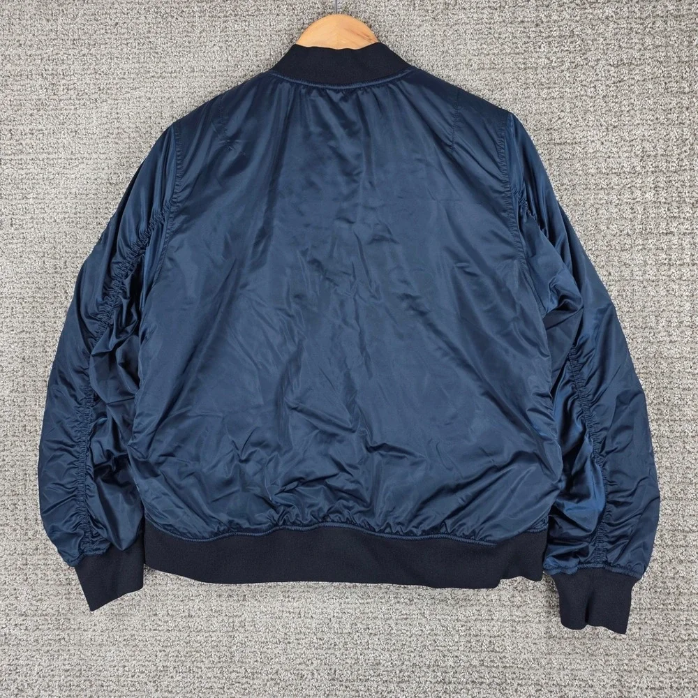 Tory Sport Women Blue Bomber Jacket Full Zip Pockets Athletic Outerwear Small